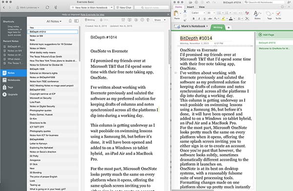 onenote vs evernote for songwriting