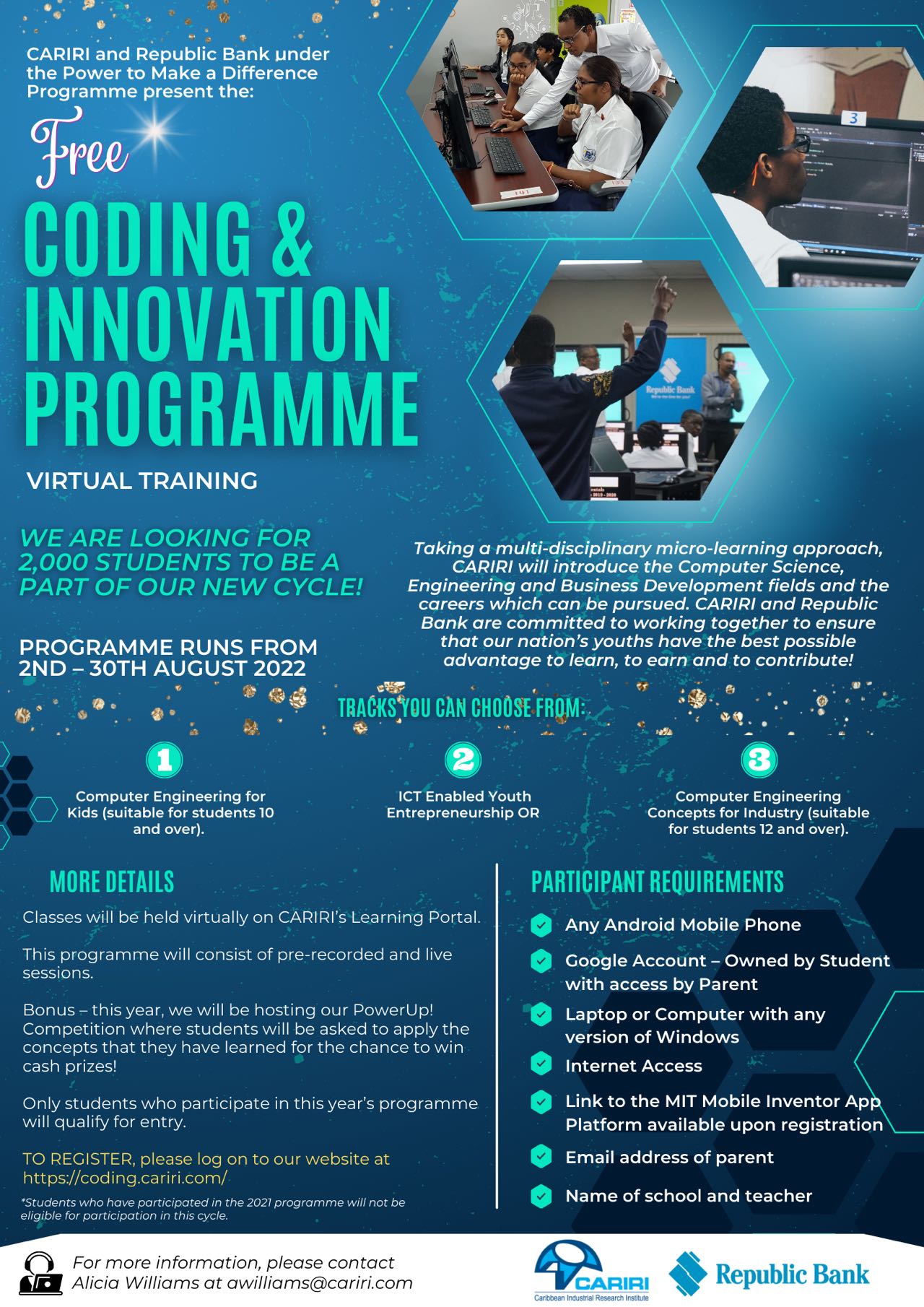 Cariri offers 2,000 places in virtual training in coding - Tech News TT