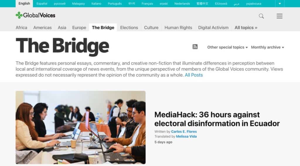 The Global Voices Bridge project.