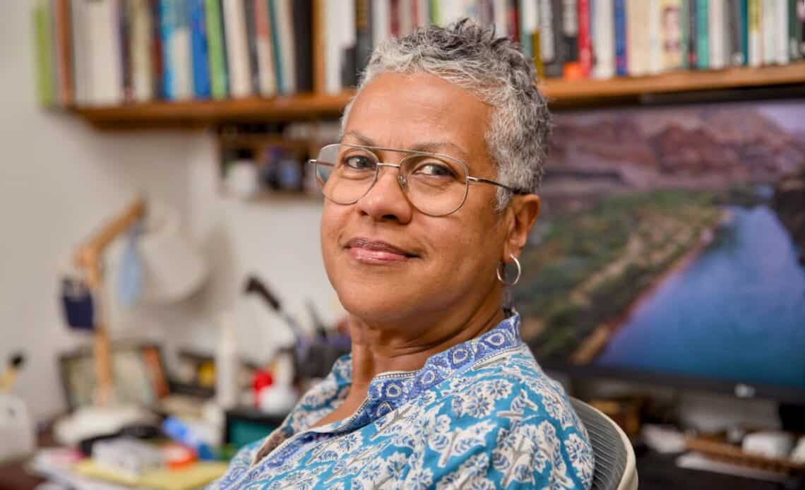 Georgia Popplewell in her Diego Martin home office. Photo by Mark Lyndersay